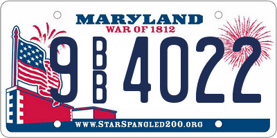 MD license plate 9BB4022