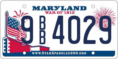 MD license plate 9BB4029