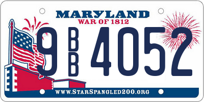 MD license plate 9BB4052