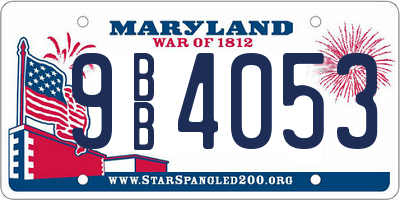 MD license plate 9BB4053