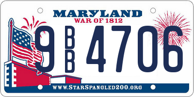 MD license plate 9BB4706