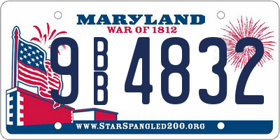 MD license plate 9BB4832