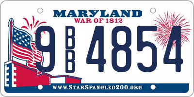 MD license plate 9BB4854