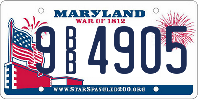 MD license plate 9BB4905