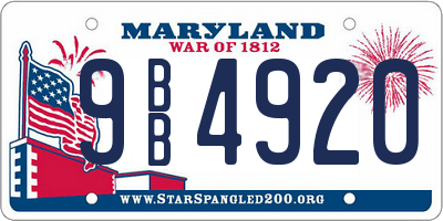 MD license plate 9BB4920