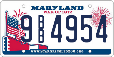 MD license plate 9BB4954