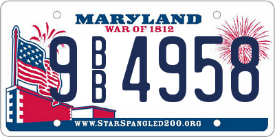 MD license plate 9BB4958