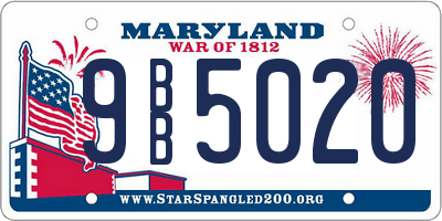 MD license plate 9BB5020