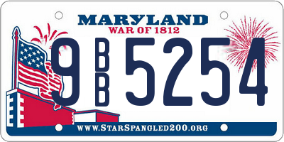 MD license plate 9BB5254