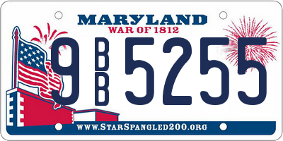 MD license plate 9BB5255