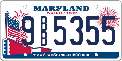 MD license plate 9BB5355