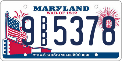 MD license plate 9BB5378