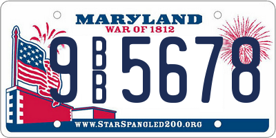 MD license plate 9BB5678