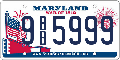 MD license plate 9BB5999