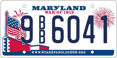 MD license plate 9BB6041