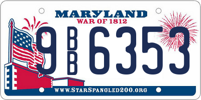 MD license plate 9BB6353