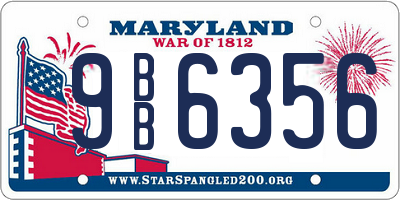 MD license plate 9BB6356