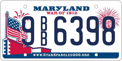 MD license plate 9BB6398