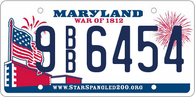 MD license plate 9BB6454