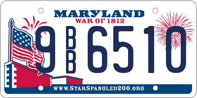 MD license plate 9BB6510