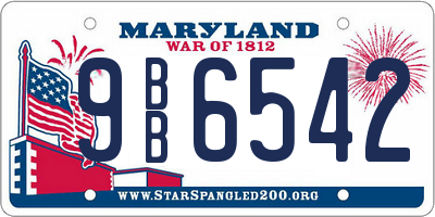MD license plate 9BB6542