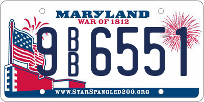 MD license plate 9BB6551