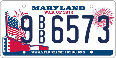 MD license plate 9BB6573
