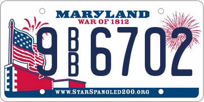 MD license plate 9BB6702