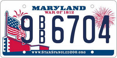 MD license plate 9BB6704