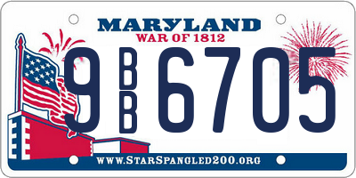 MD license plate 9BB6705