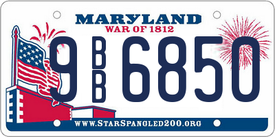 MD license plate 9BB6850