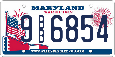 MD license plate 9BB6854