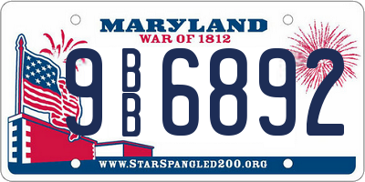 MD license plate 9BB6892
