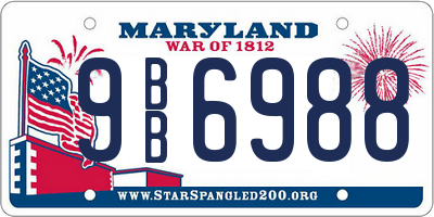 MD license plate 9BB6988
