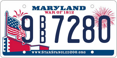 MD license plate 9BB7280