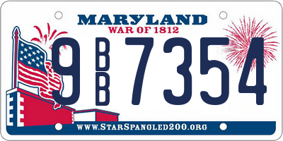 MD license plate 9BB7354