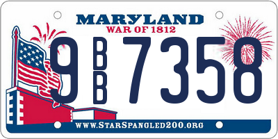 MD license plate 9BB7358