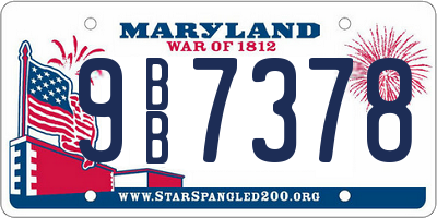 MD license plate 9BB7378