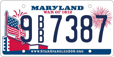 MD license plate 9BB7387