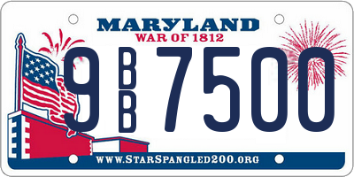MD license plate 9BB7500