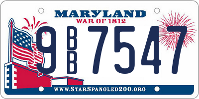 MD license plate 9BB7547