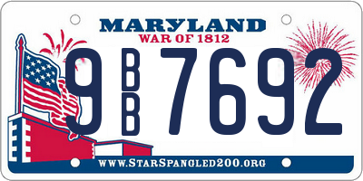 MD license plate 9BB7692