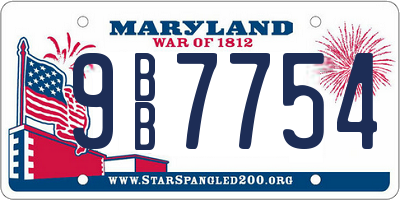 MD license plate 9BB7754