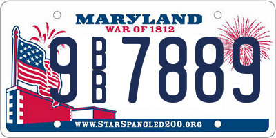 MD license plate 9BB7889