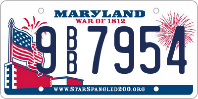 MD license plate 9BB7954
