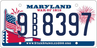 MD license plate 9BB8397