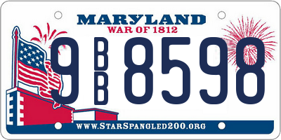 MD license plate 9BB8598