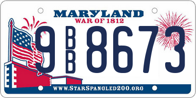 MD license plate 9BB8673