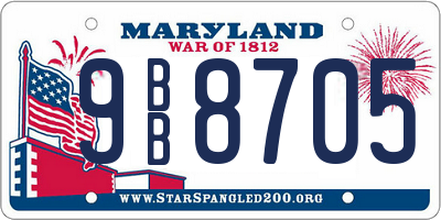 MD license plate 9BB8705