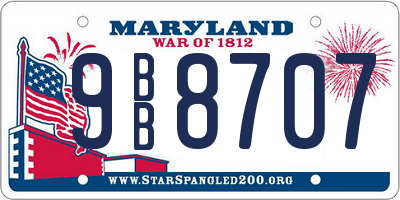 MD license plate 9BB8707